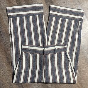 Banana Republic Linen Blend Striped Wide Leg Blake Crop Pants